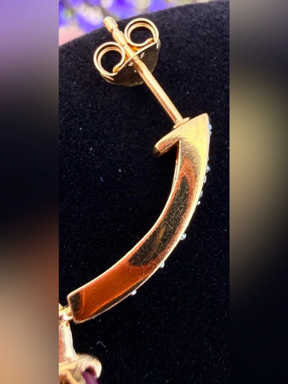 18K Gold Over Sterling Silver Ruby & Diamond Crescent Dangle Earrings 3.08 CTW